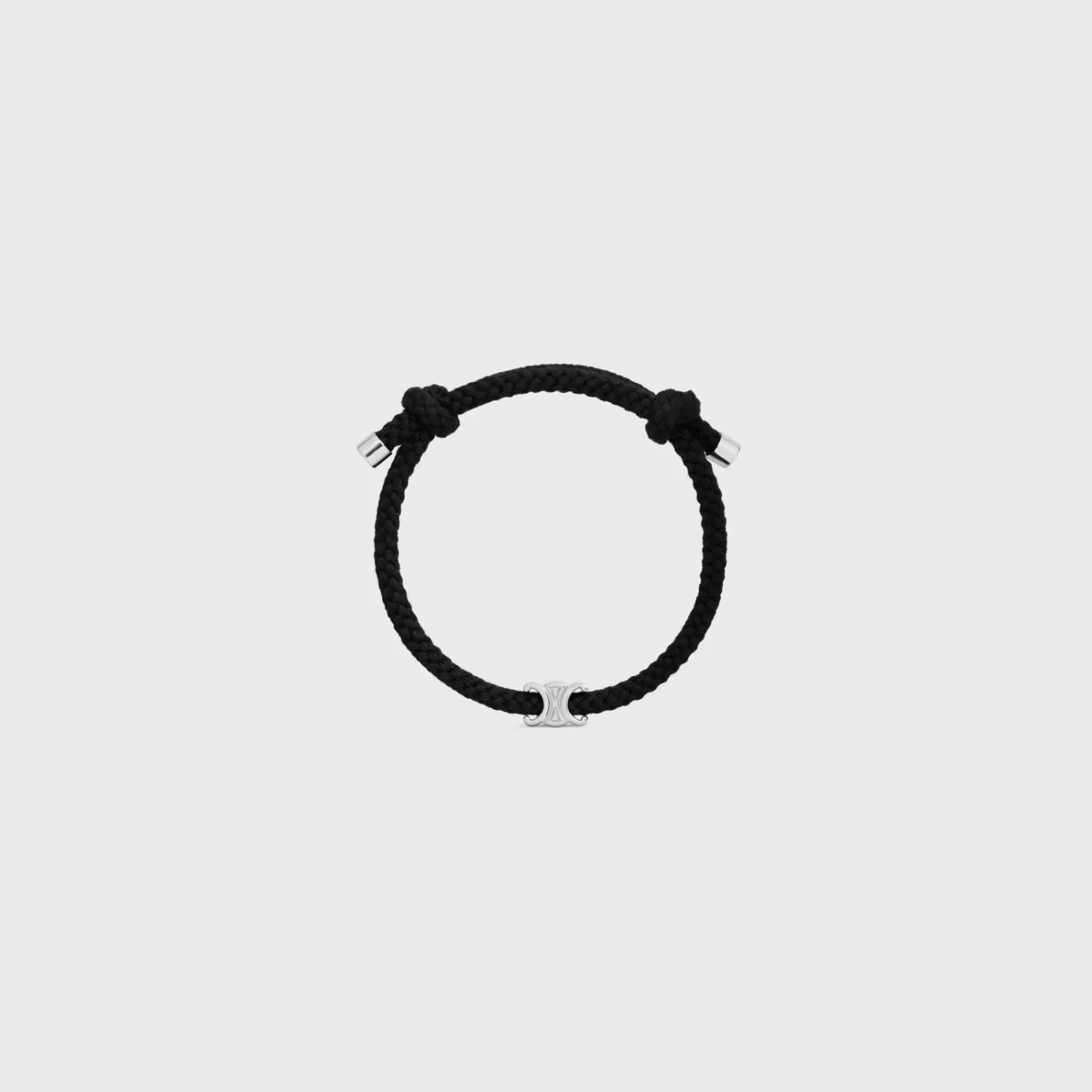 Best CELINE Triomphe Beach Bracelet in Acrylic and Brass with Rhodium Finish BLACK/SILVER