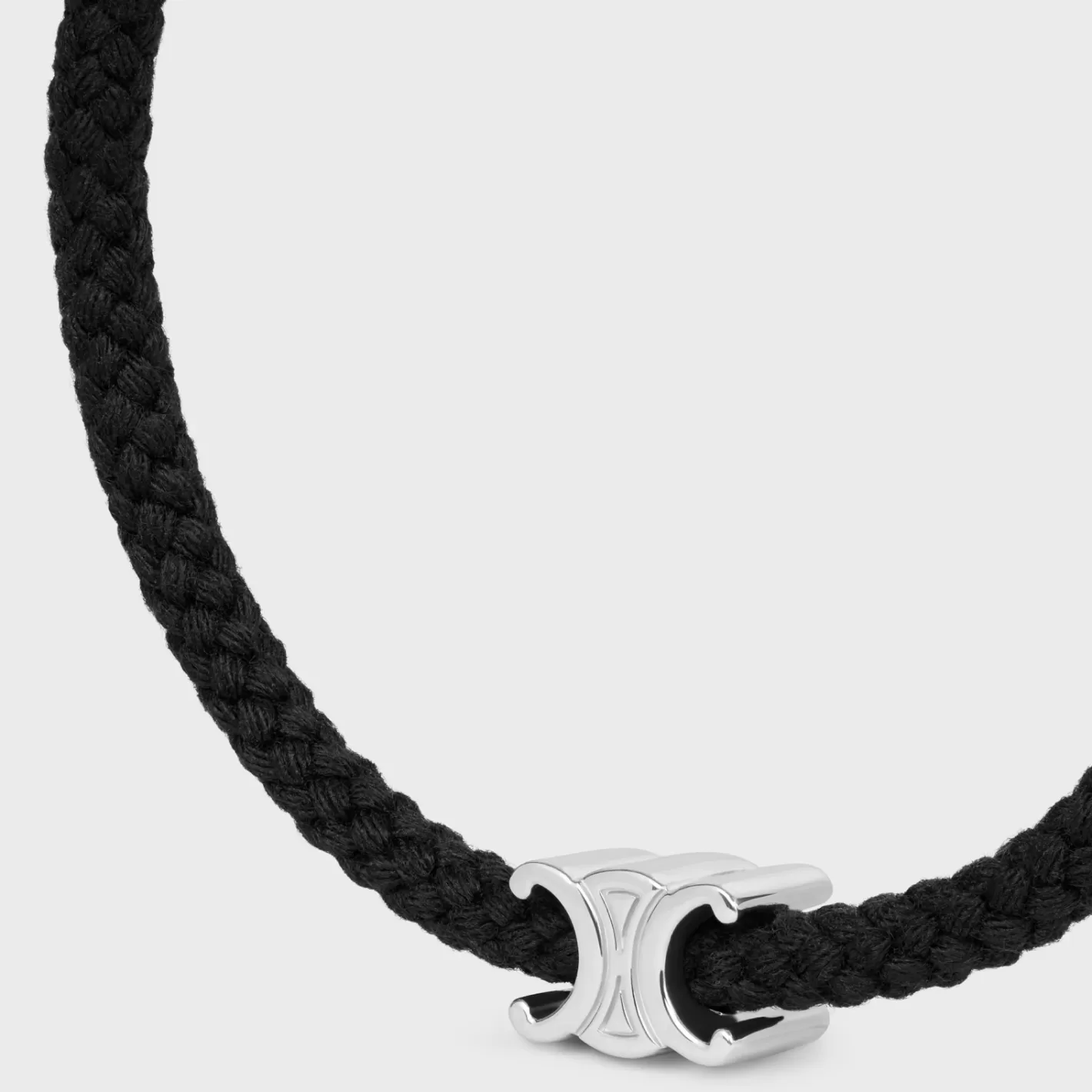 Best CELINE Triomphe Beach Bracelet in Acrylic and Brass with Rhodium Finish BLACK/SILVER