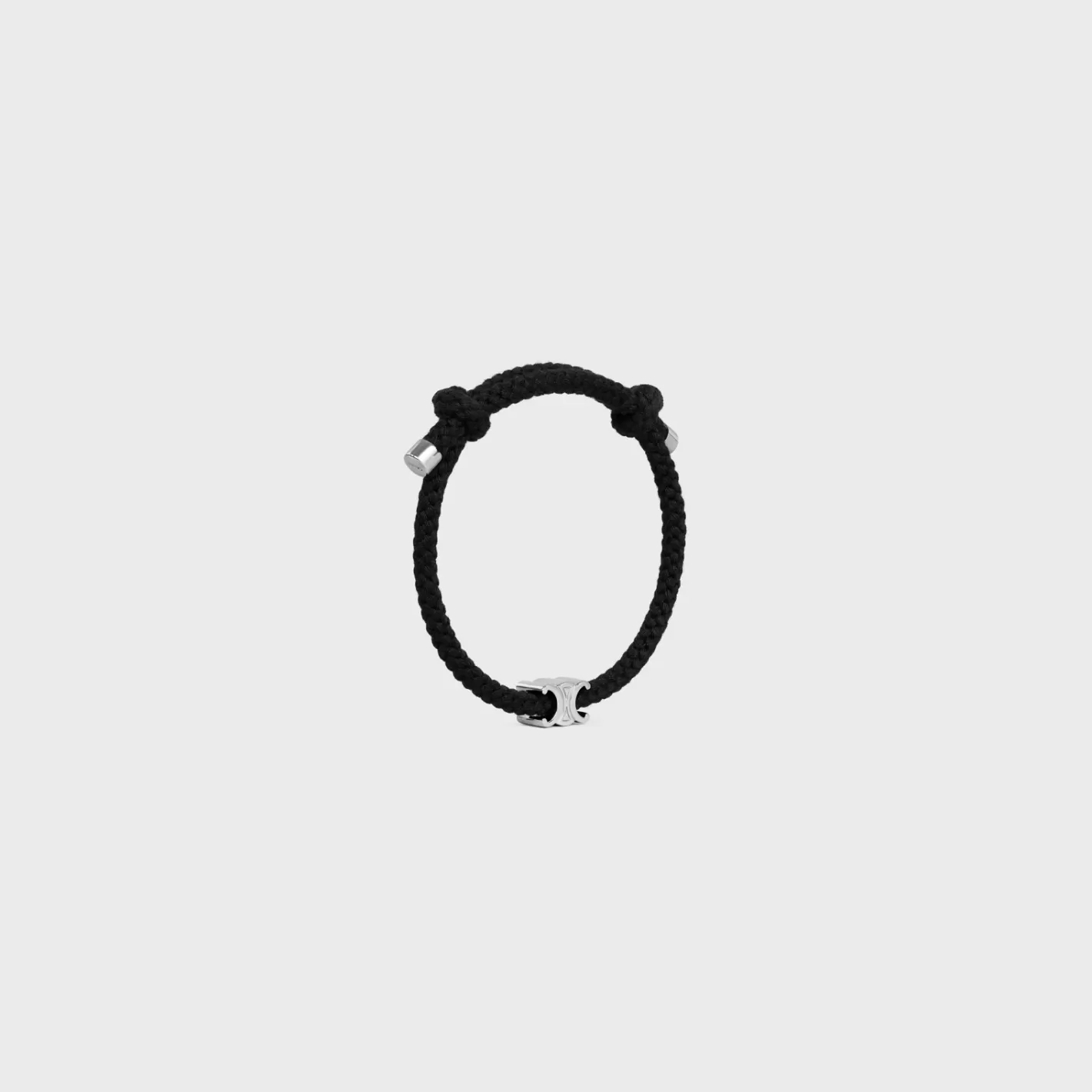 Best CELINE Triomphe Beach Bracelet in Acrylic and Brass with Rhodium Finish BLACK/SILVER