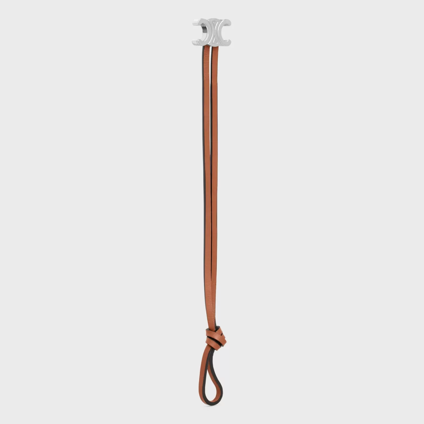 Store CELINE Triomphe Clasp Bracelet in Calfskin and Brass with Rhodium Finish TAN/SILVER