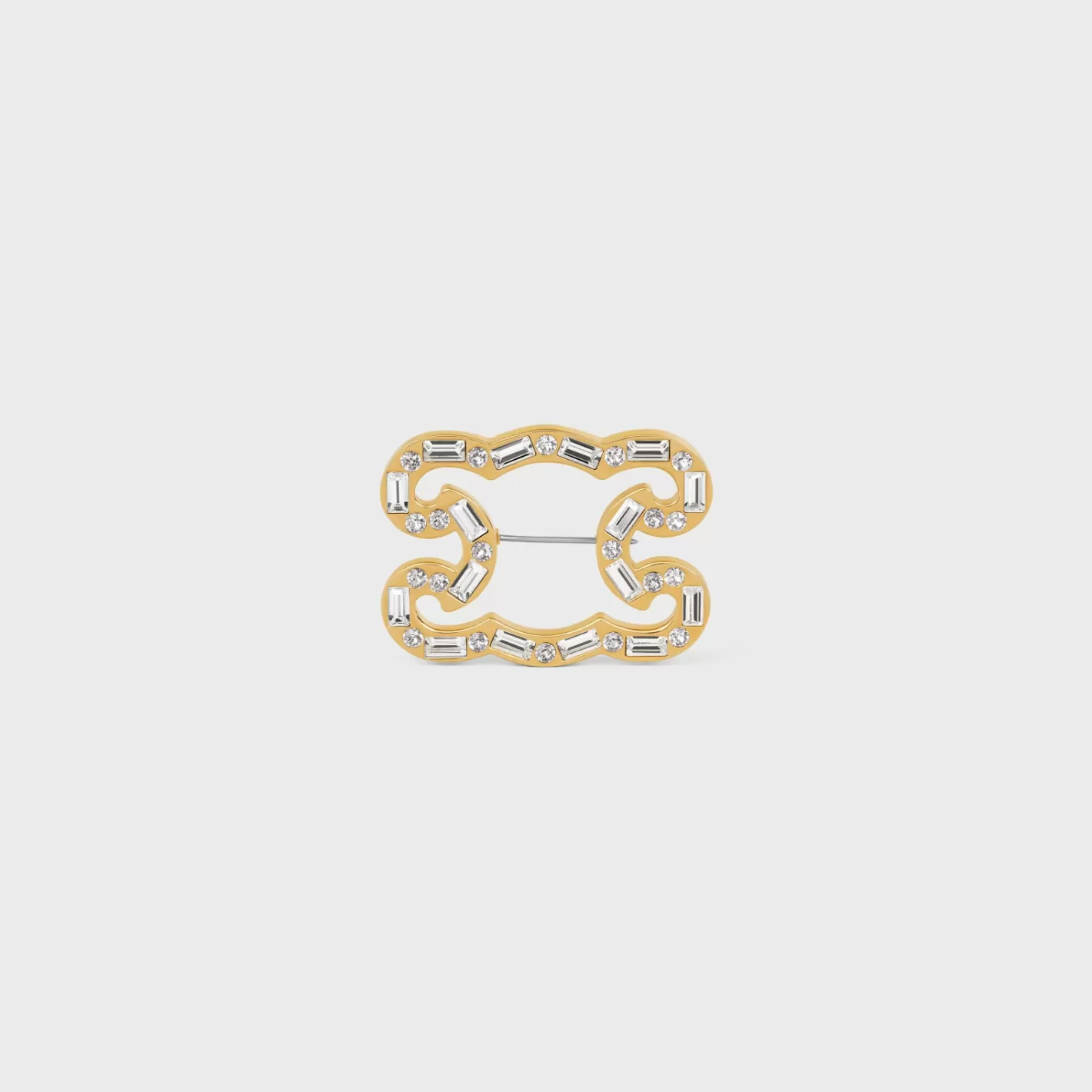 Sale CELINE Triomphe Frame Sparkle Brooch in Strass, Brass with Finish and Steel GOLD