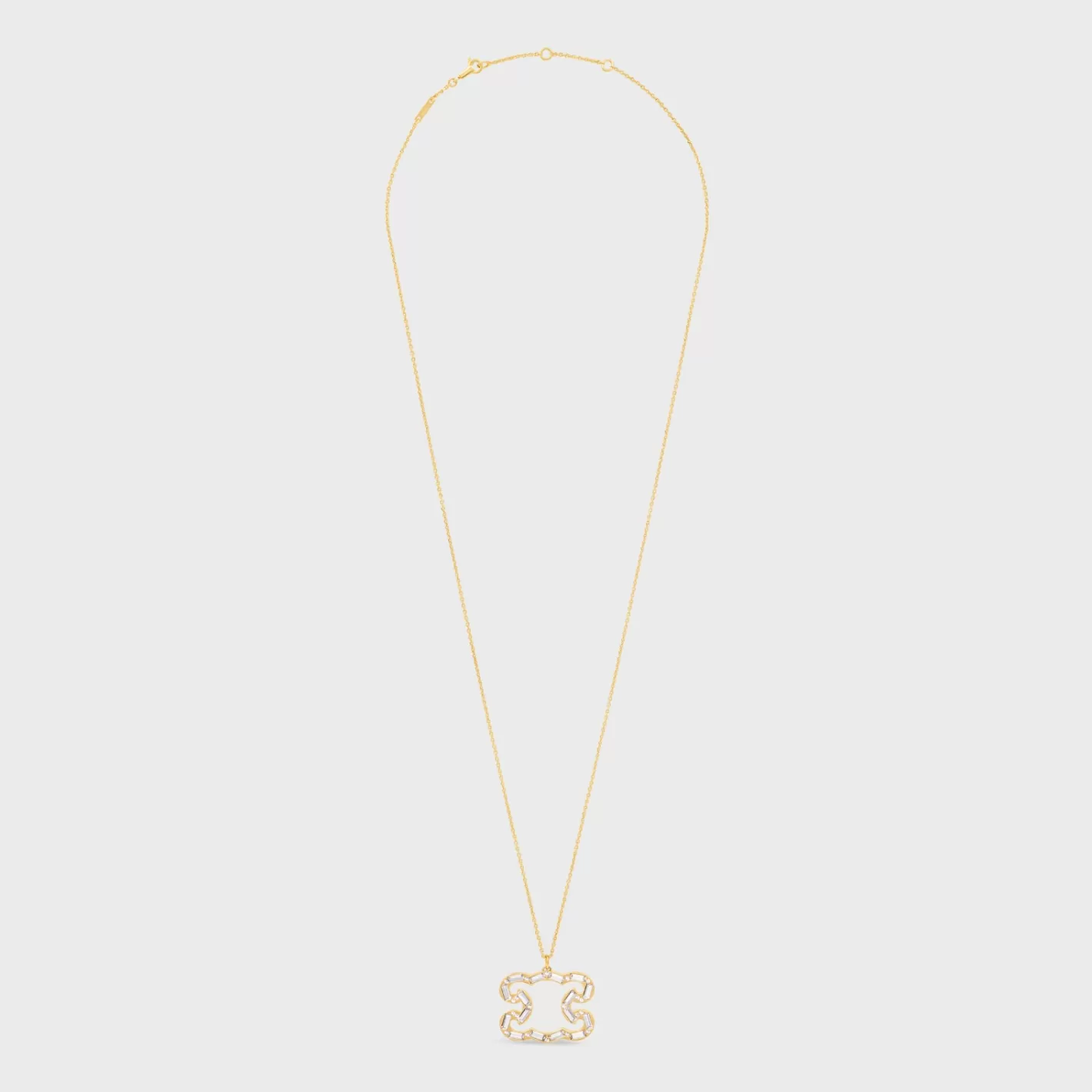 Outlet CELINE Triomphe Frame Sparkle Necklace in Strass and Brass with Finish GOLD