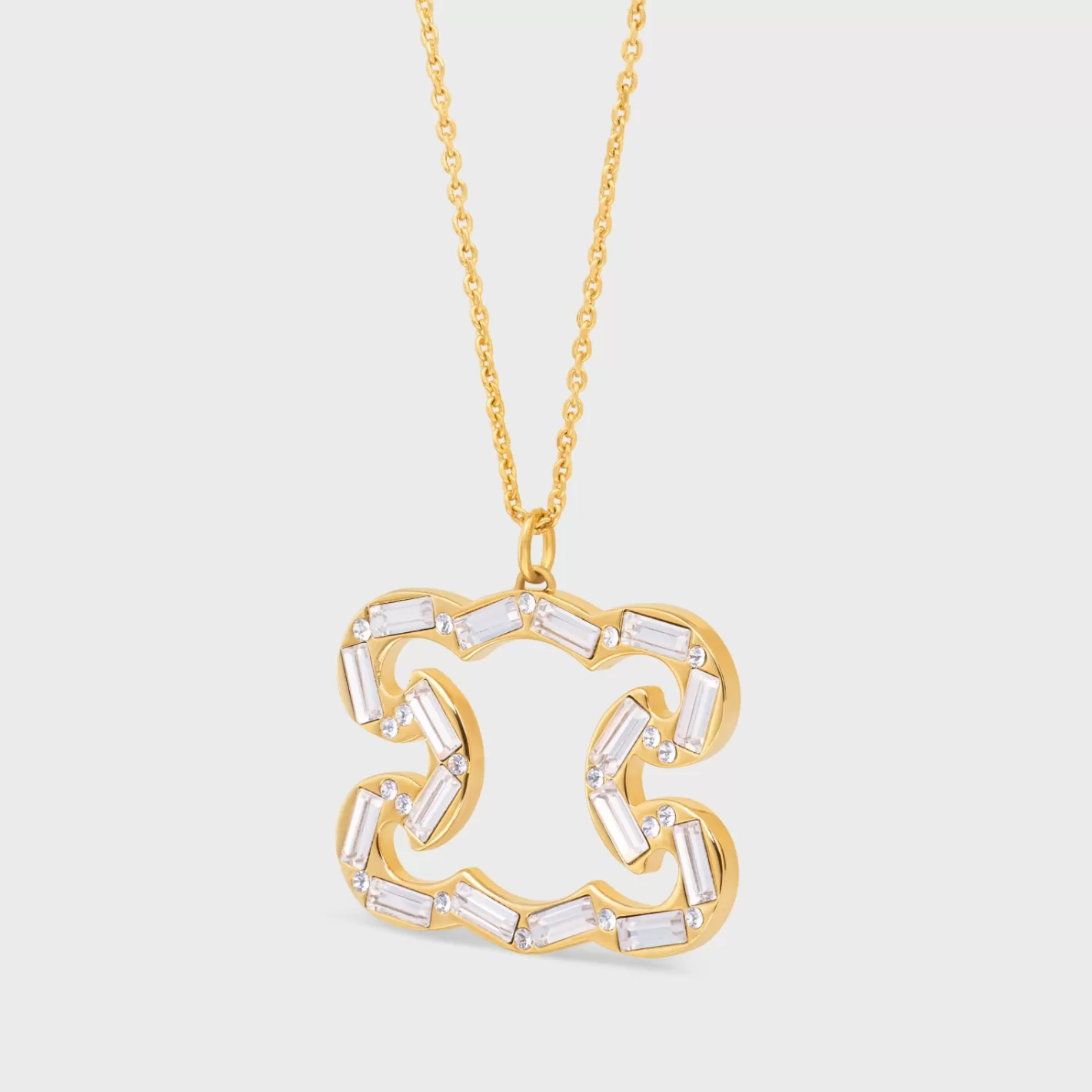 Outlet CELINE Triomphe Frame Sparkle Necklace in Strass and Brass with Finish GOLD