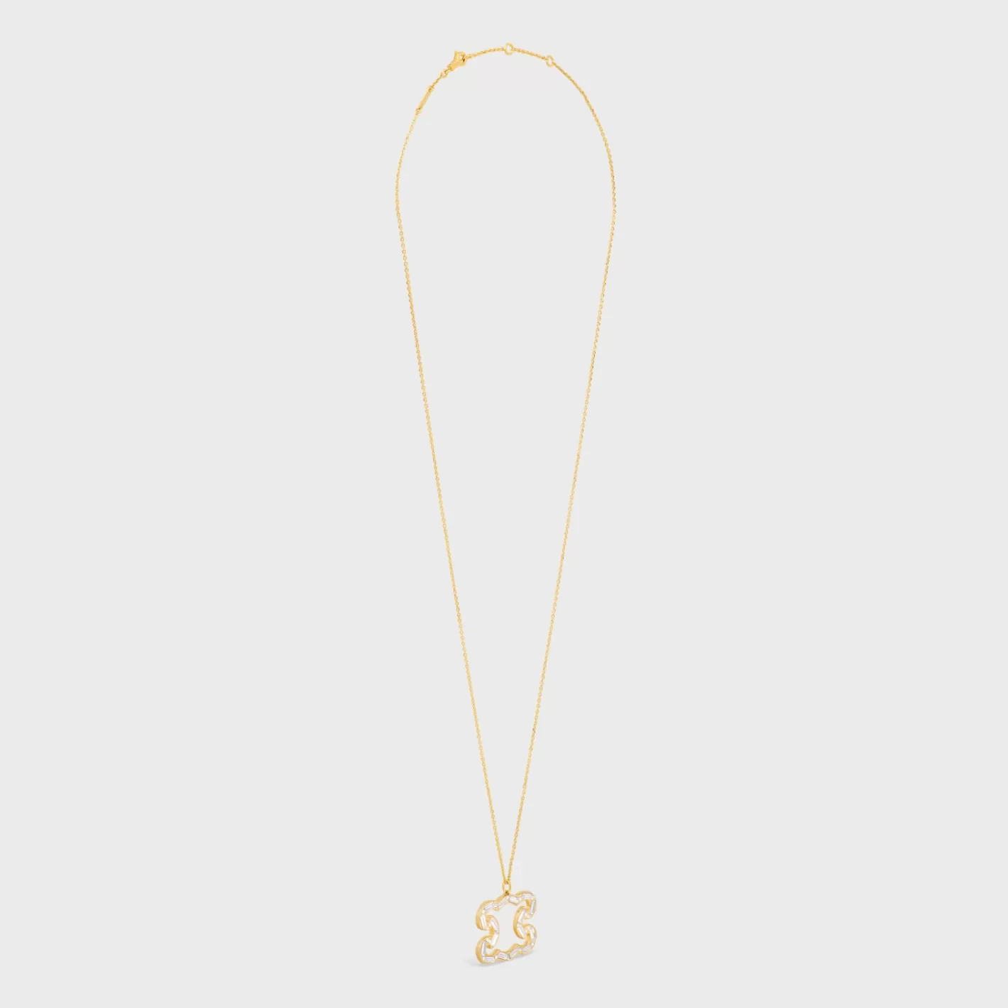 Outlet CELINE Triomphe Frame Sparkle Necklace in Strass and Brass with Finish GOLD