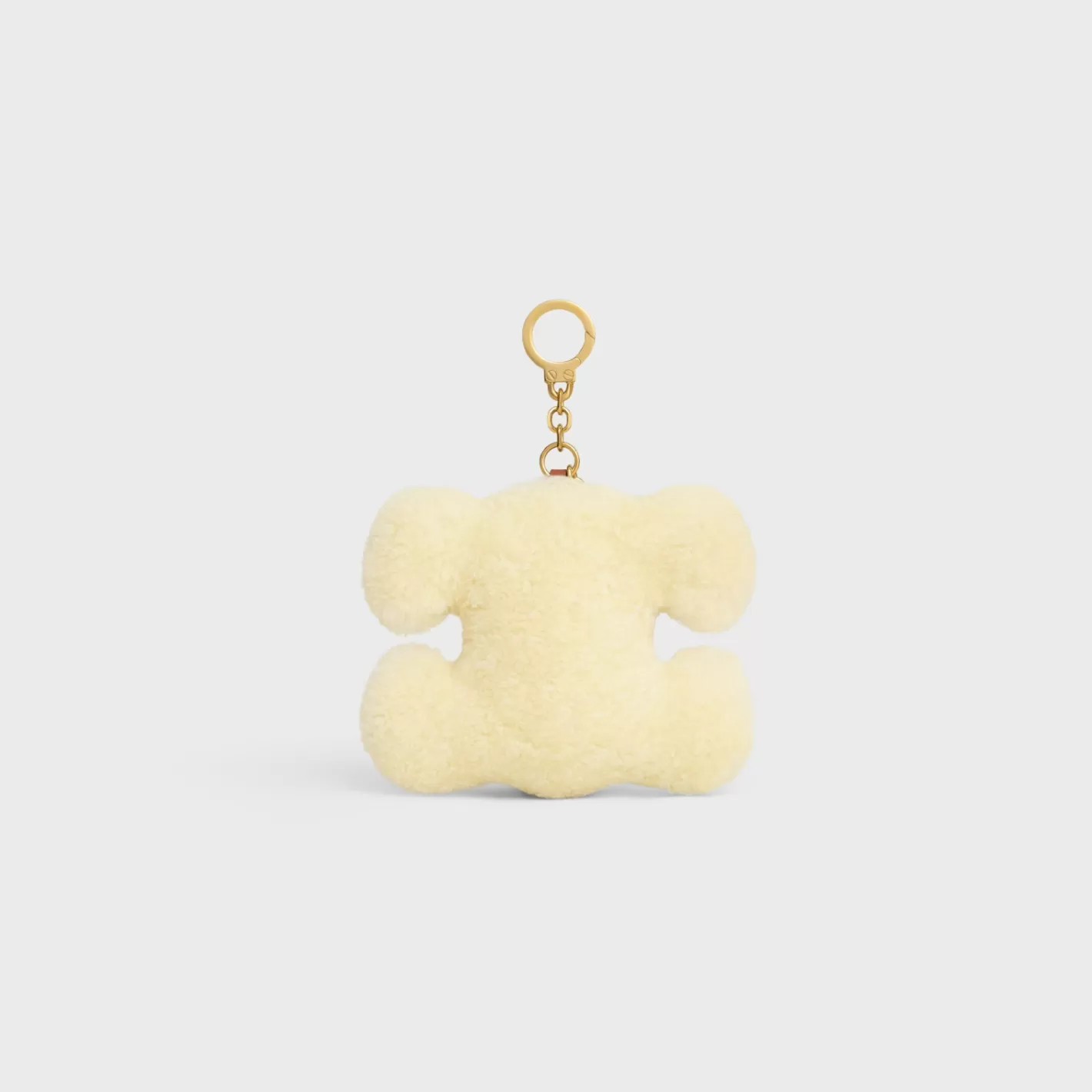 Clearance CELINE TRIOMPHE pom-pom keyring with heart in SHEARLING AND ACETATE with GOLD FINISHING NATURAL/TAN