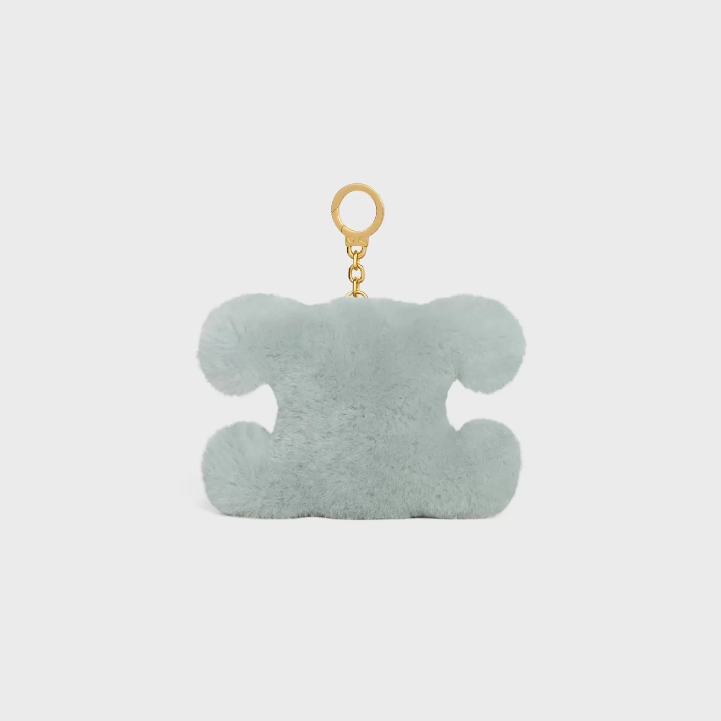 Online CELINE TRIOMPHE pom-pom keyring with HEART in SHEARLING AND CALFSKIN with GOLD FINISHING LightClay