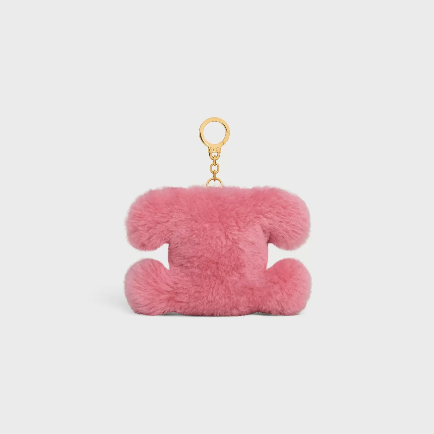 Sale CELINE TRIOMPHE pom-pom keyring with HEART in SHEARLING AND CALFSKIN with GOLD FINISHING PINK