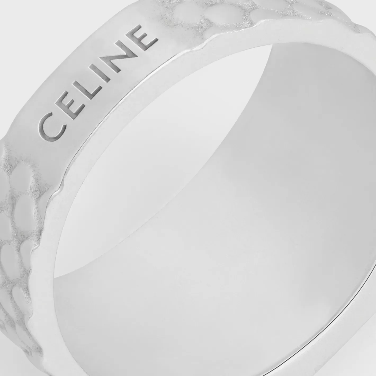 Best CELINE Triomphe Python Signet Ring in Onyx and Sterling Silver with Rhodium finish BLACK/SILVER