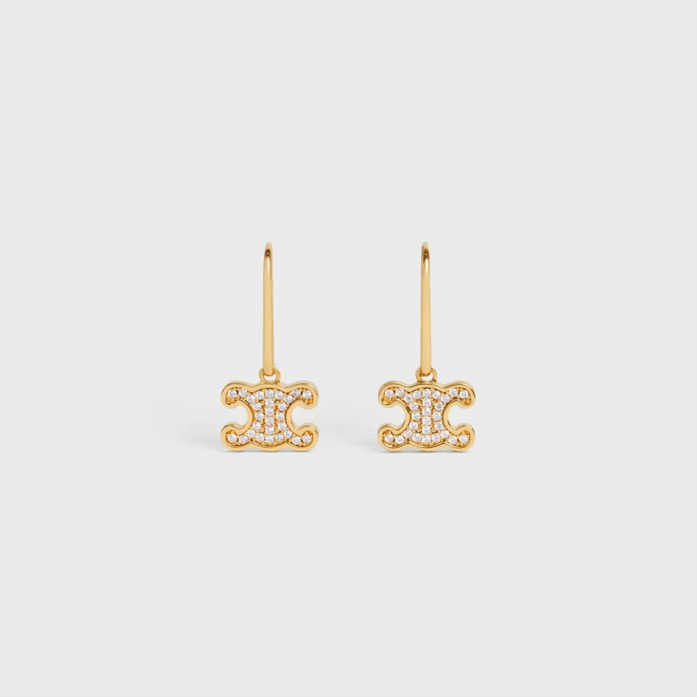 Best CELINE Triomphe Rhinestone Earrings in Brass with Finish and Crystals GOLD