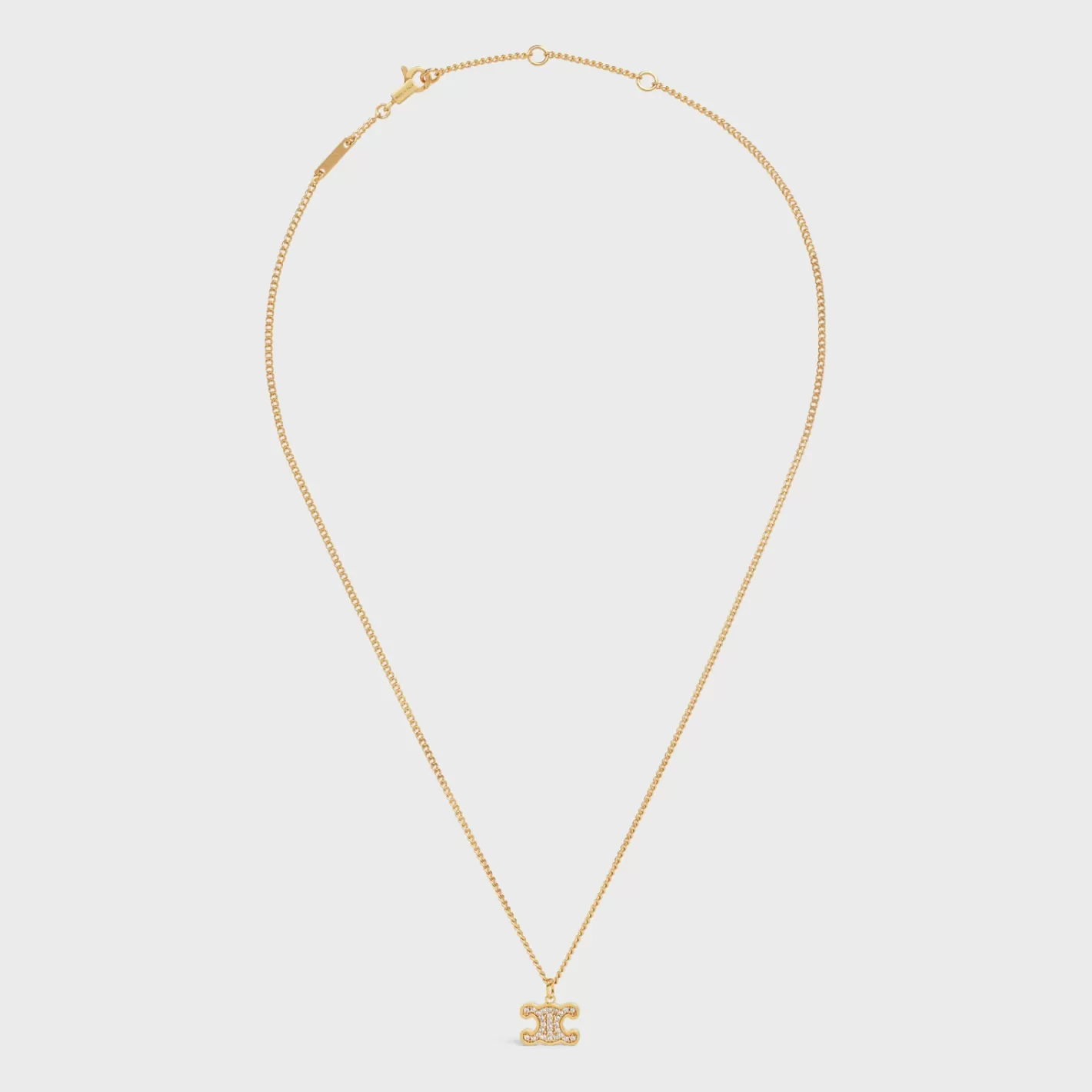 Discount CELINE Triomphe Rhinestone Necklace in Brass with Finish and Crystals GOLD