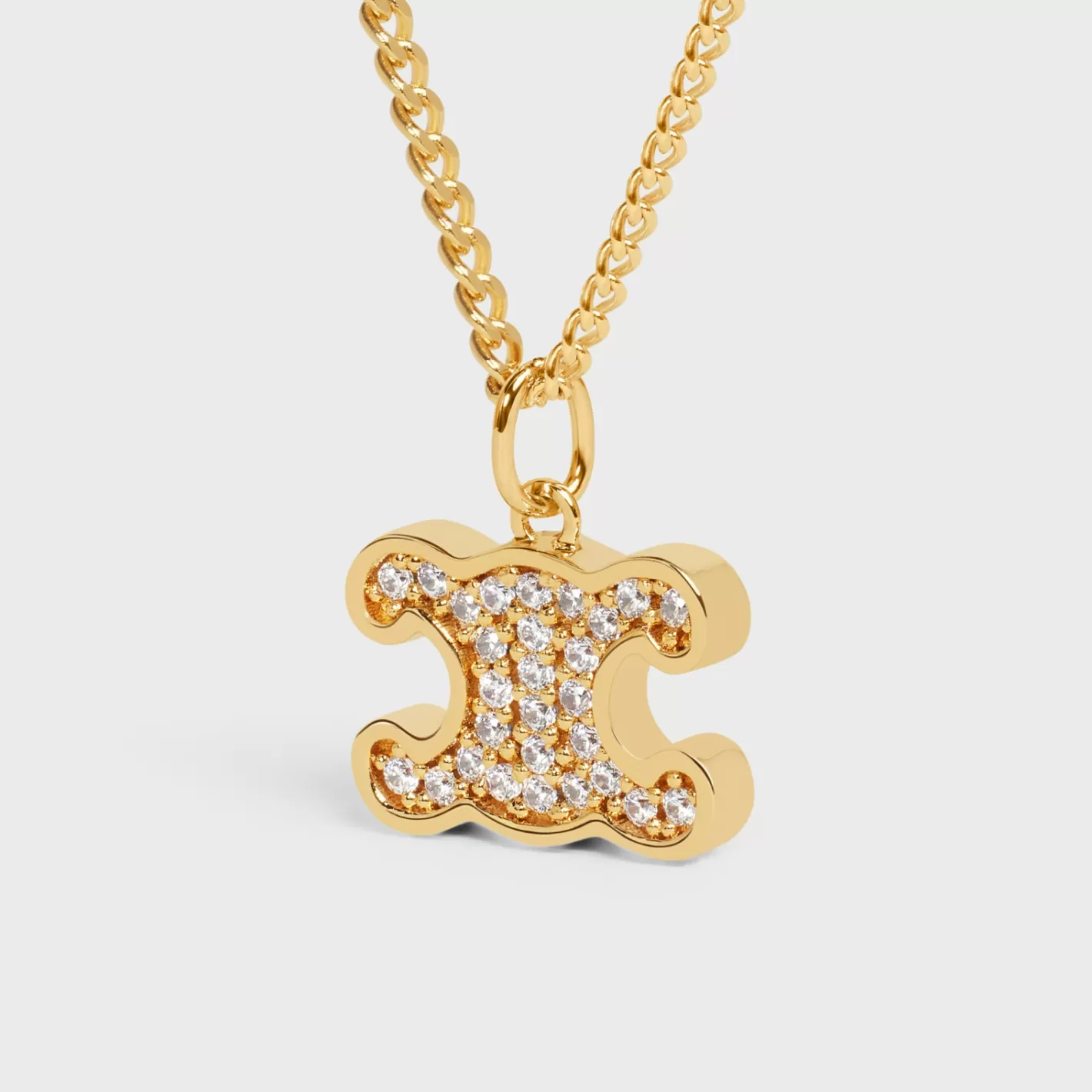 Discount CELINE Triomphe Rhinestone Necklace in Brass with Finish and Crystals GOLD