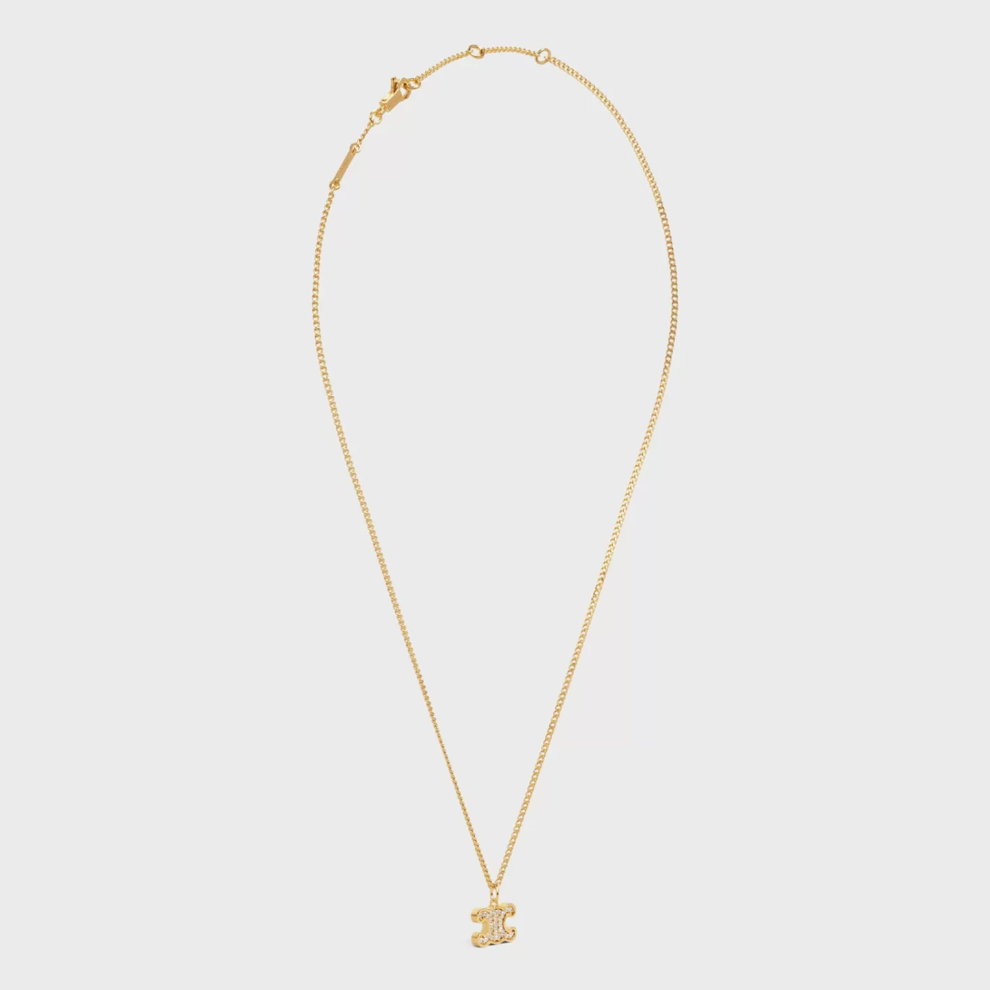 Discount CELINE Triomphe Rhinestone Necklace in Brass with Finish and Crystals GOLD