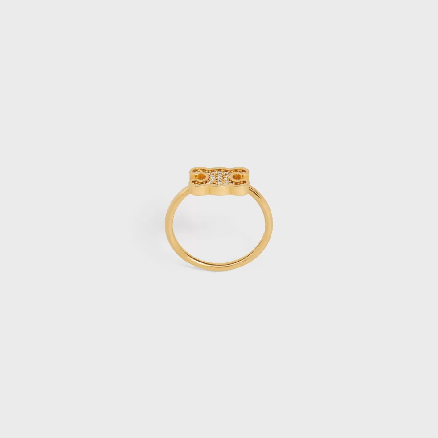 Cheap CELINE Triomphe Rhinestone Small Ring in Brass with Finish and Crystals GOLD
