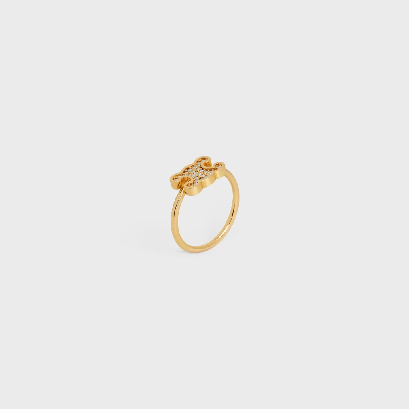 Cheap CELINE Triomphe Rhinestone Small Ring in Brass with Finish and Crystals GOLD