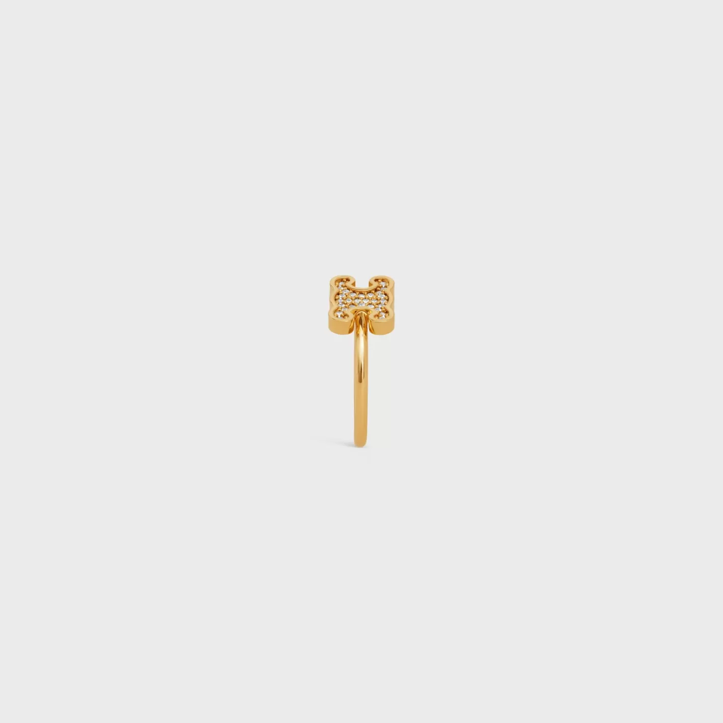 Cheap CELINE Triomphe Rhinestone Small Ring in Brass with Finish and Crystals GOLD