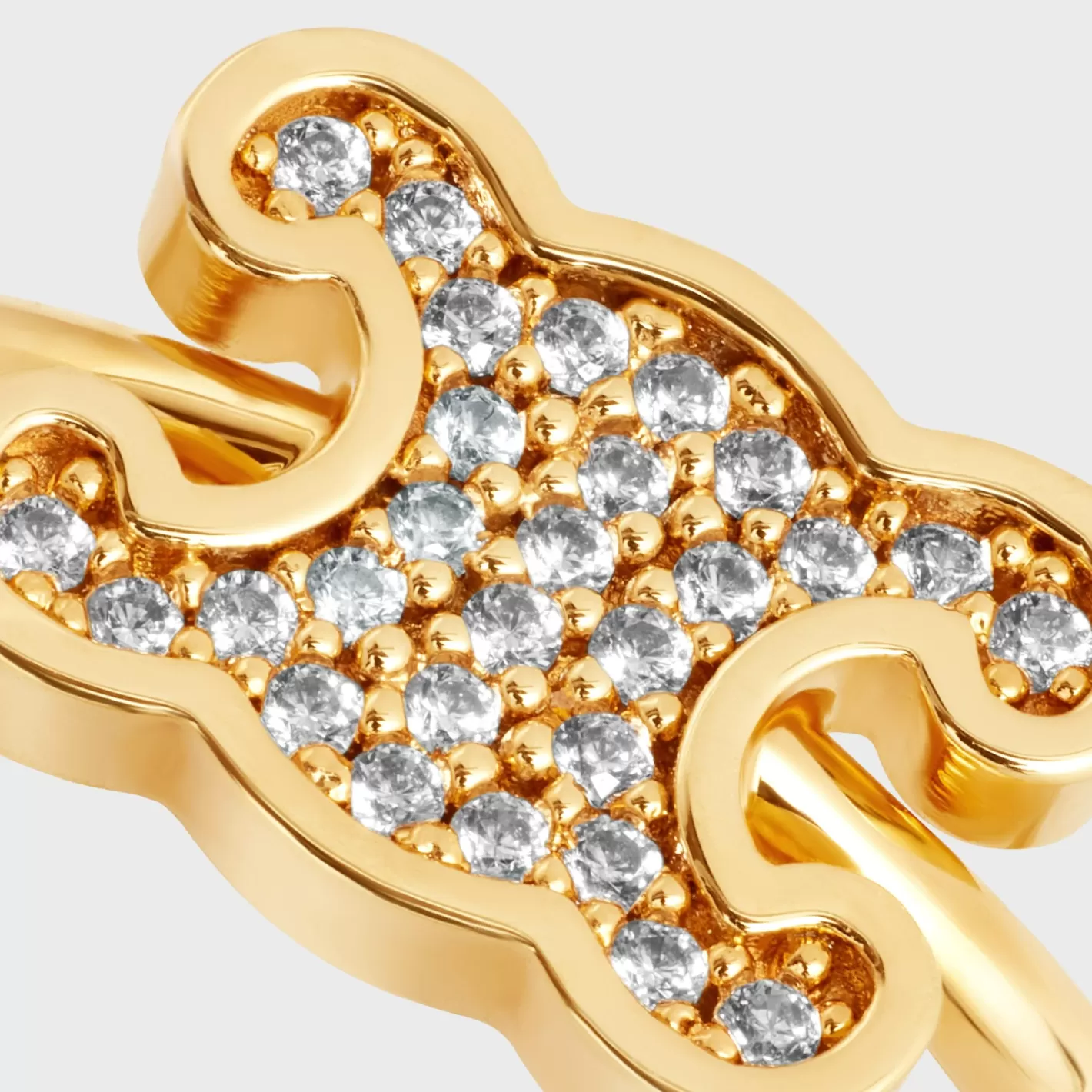 Cheap CELINE Triomphe Rhinestone Small Ring in Brass with Finish and Crystals GOLD