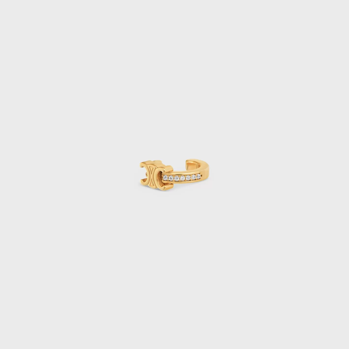 Cheap CELINE Triomphe Sparkle Earcuff in Strass and Brass with Finish GOLD