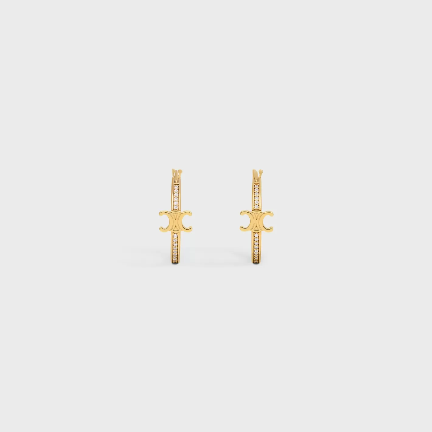 Cheap CELINE Triomphe Sparkle Hoops in Strass and Brass with Finish GOLD