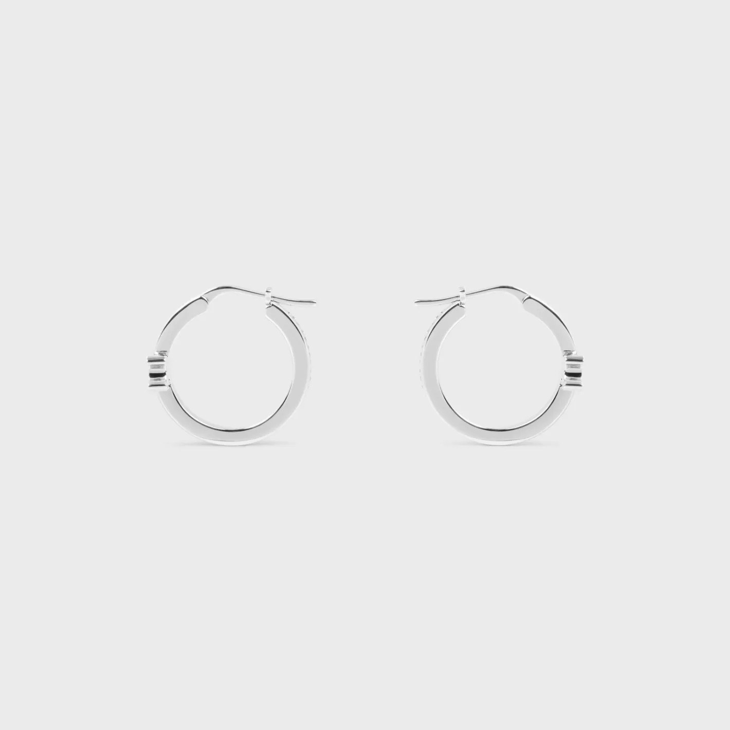 Discount CELINE Triomphe Sparkle Hoops in Strass and Brass with Rhodium Finish SILVER