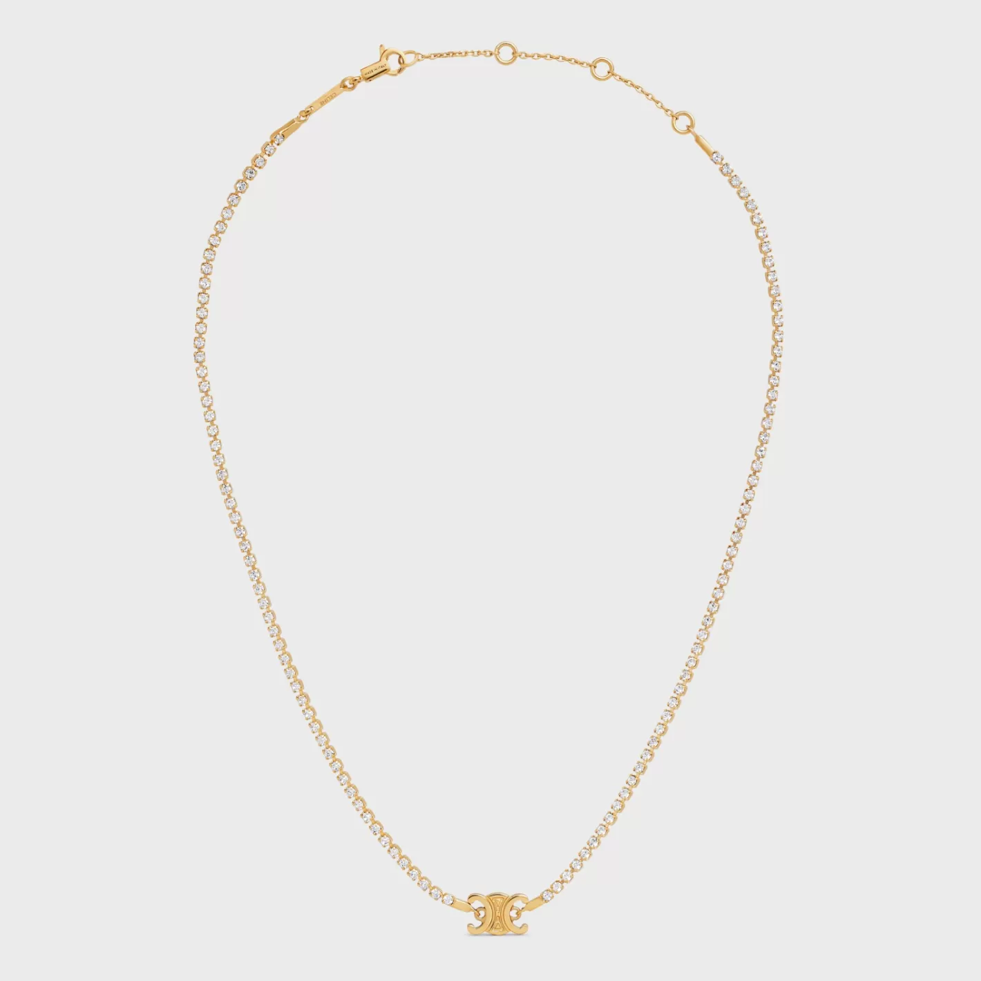 Hot CELINE Triomphe Sparkle Necklace in Brass with Finish and Strass GOLD