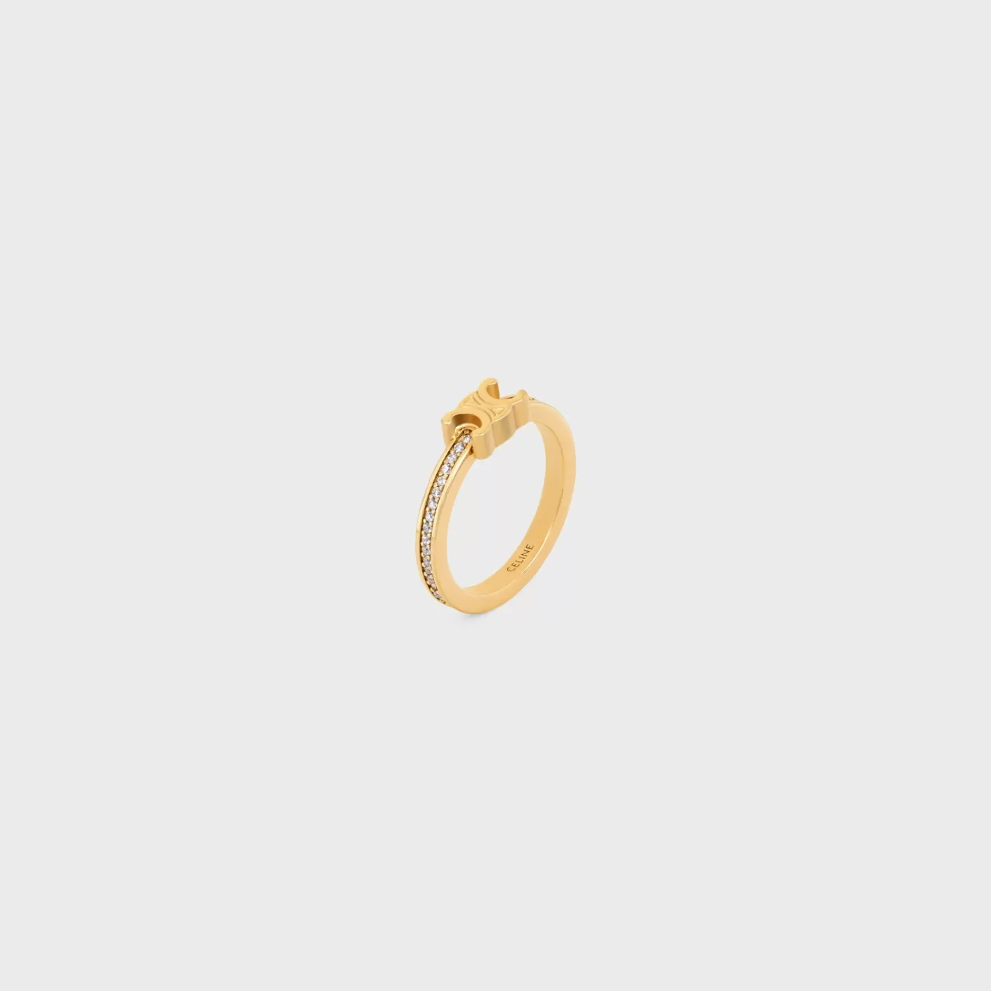 Best Sale CELINE Triomphe Sparkle Ring in Strass and Brass with Finish GOLD