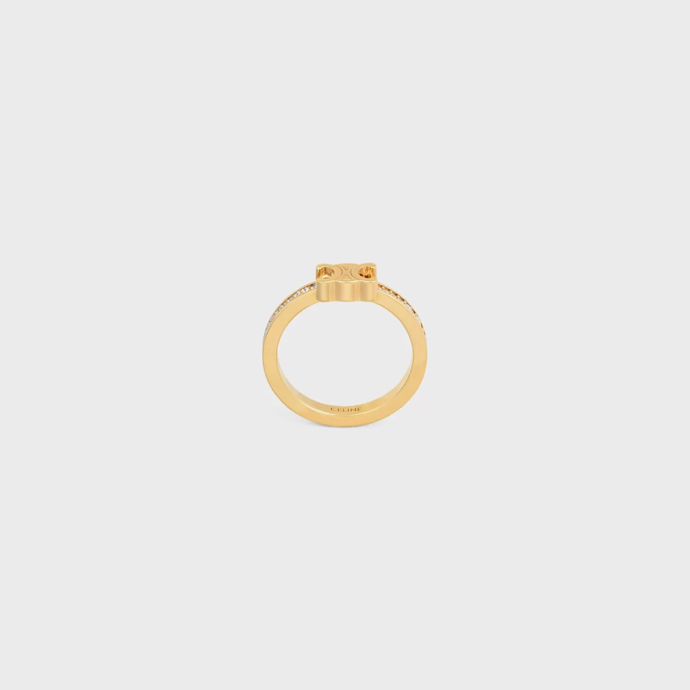 Best Sale CELINE Triomphe Sparkle Ring in Strass and Brass with Finish GOLD