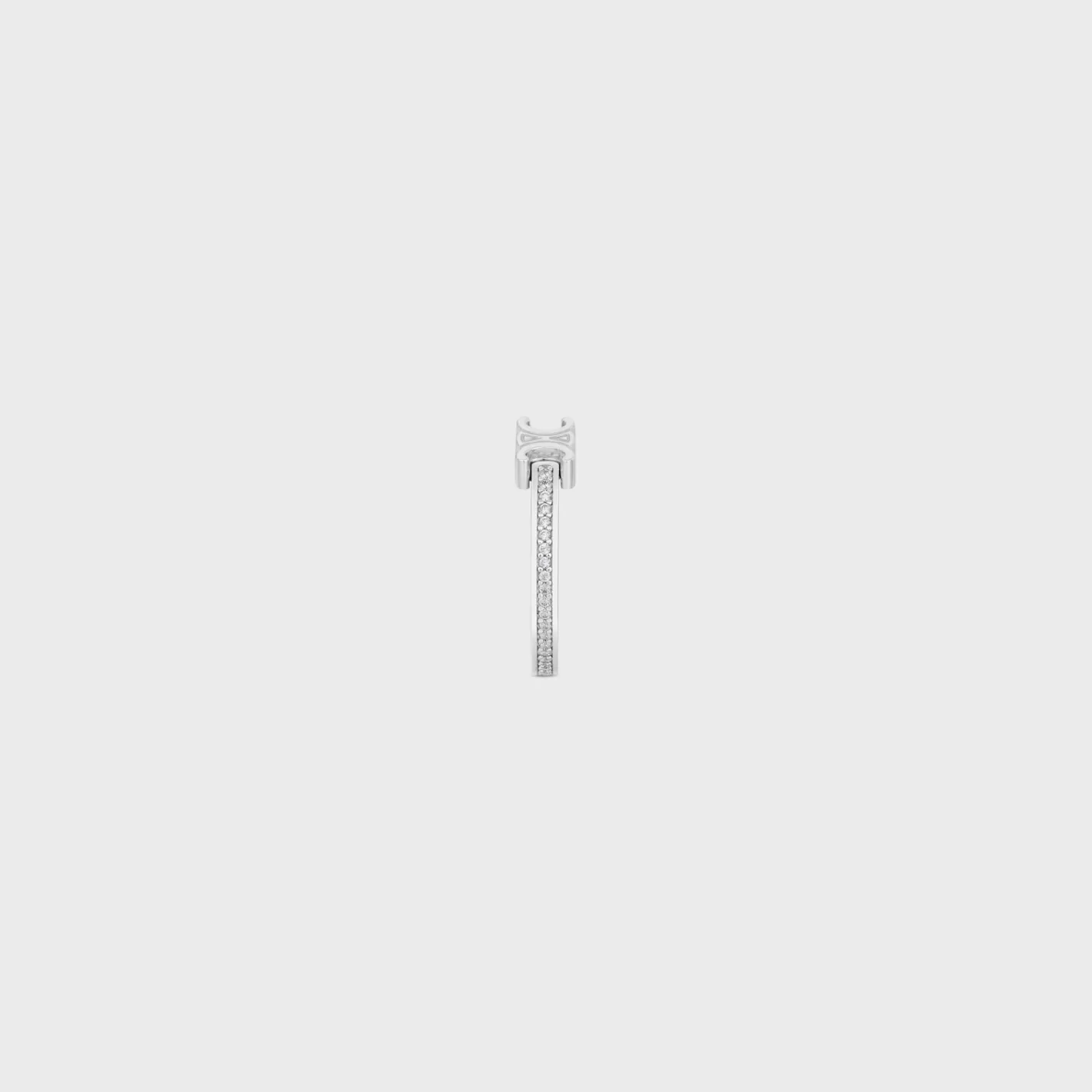 Fashion CELINE Triomphe Sparkle Ring in Strass and Brass with Rhodium Finish SILVER