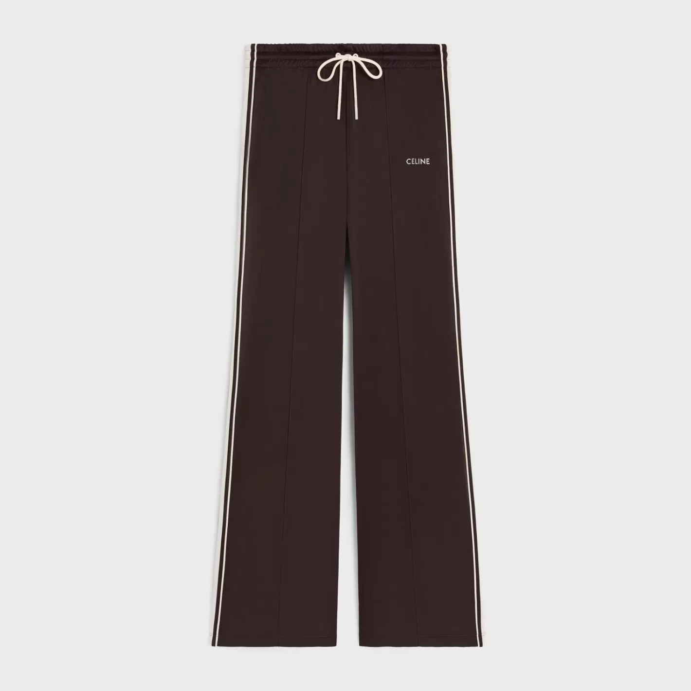 New CELINE vintage tracksuit pants in double jersey DARKBROWN/OFFWHITE