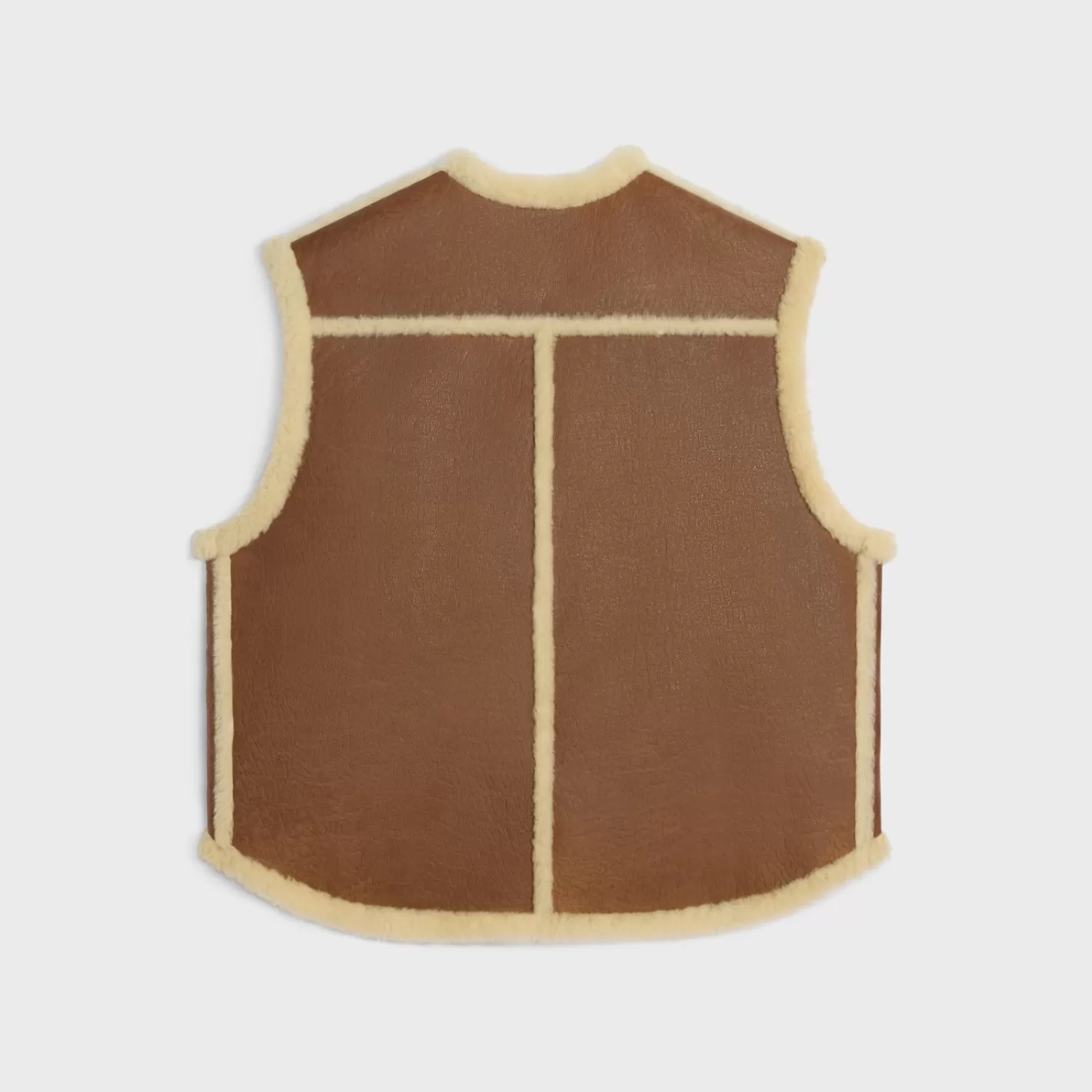 New CELINE vintage-finish vest in shearling TAN/CREAM