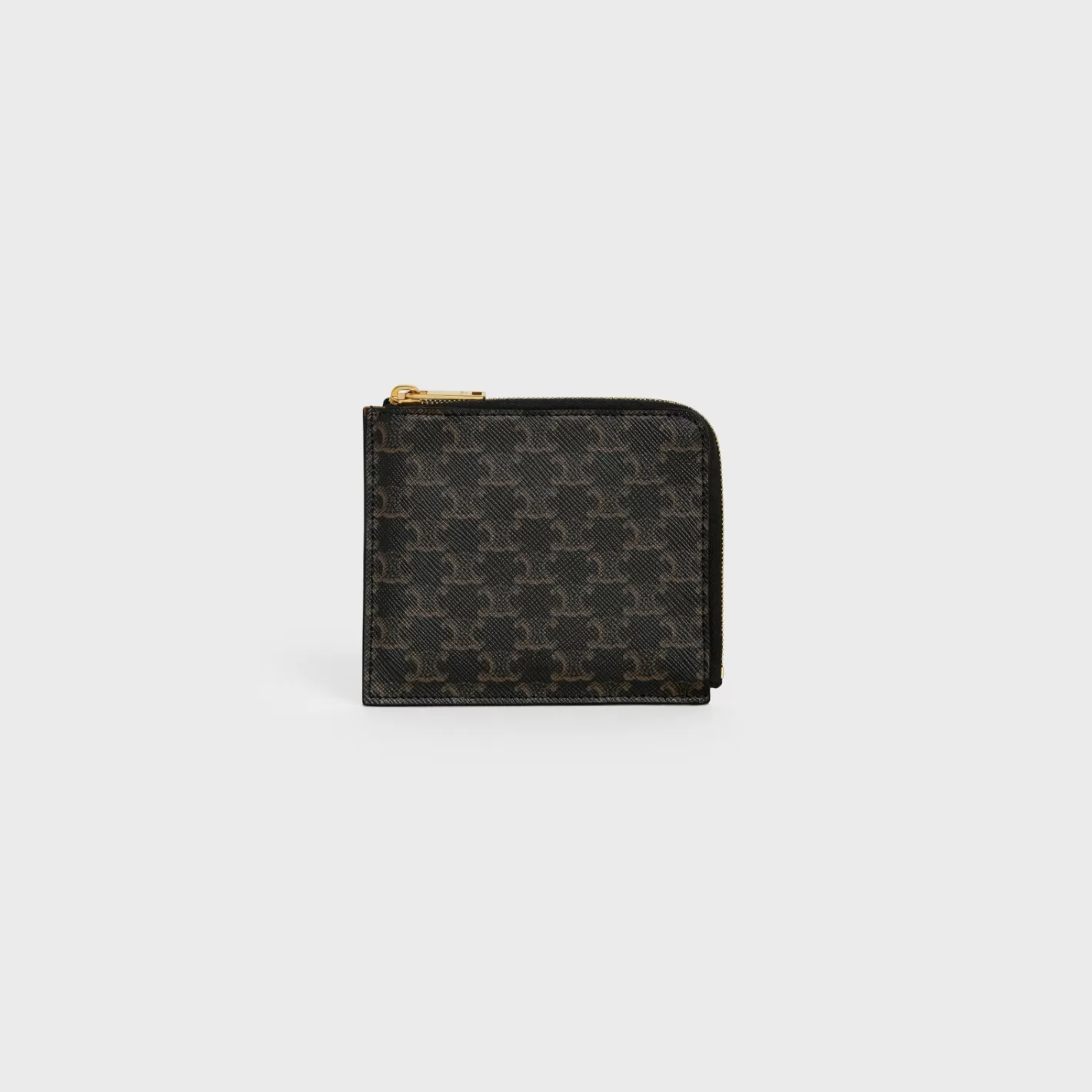 Online CELINE Zipped Purse with removable card holder in Triomphe Canvas and Lambskin Tan