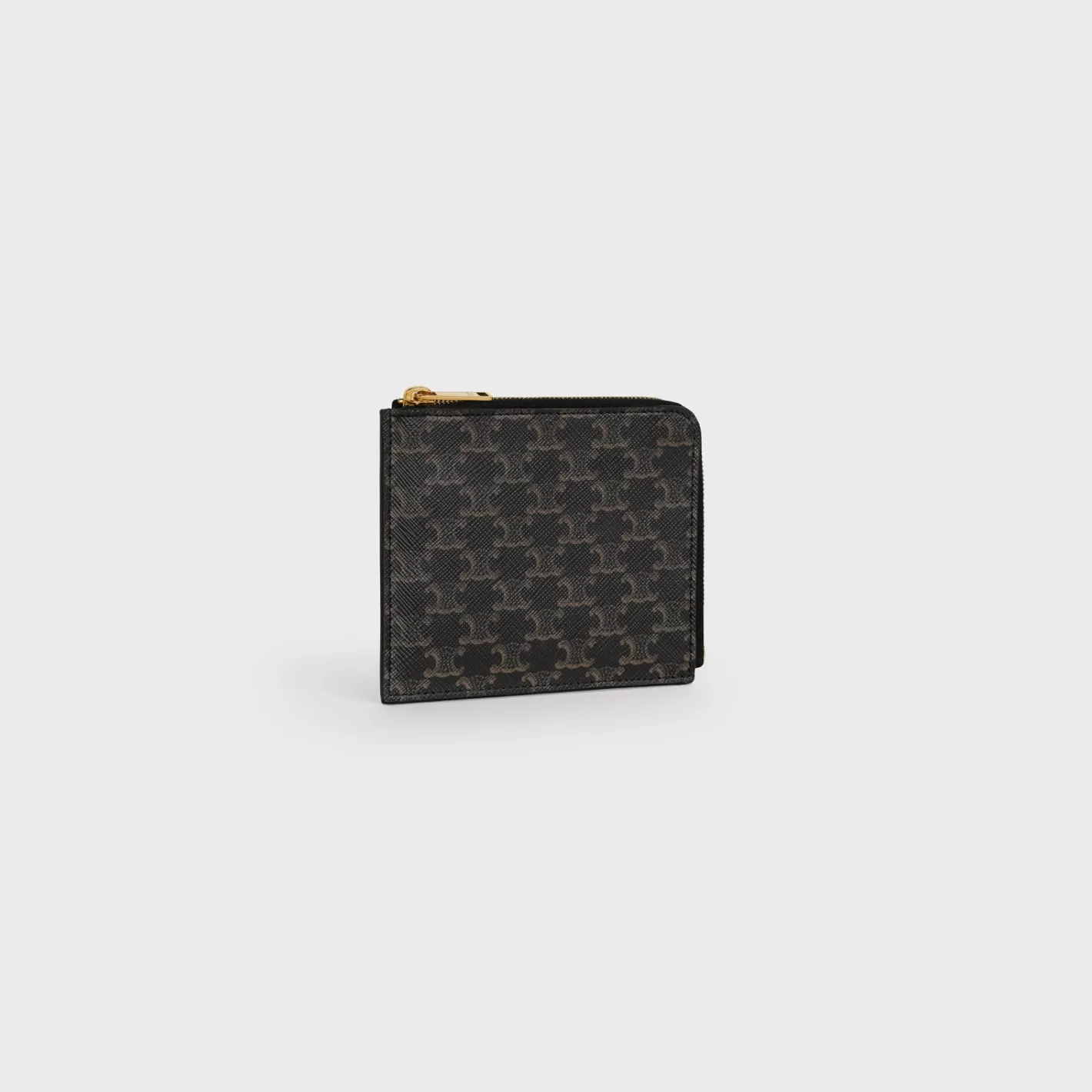 Online CELINE Zipped Purse with removable card holder in Triomphe Canvas and Lambskin Tan