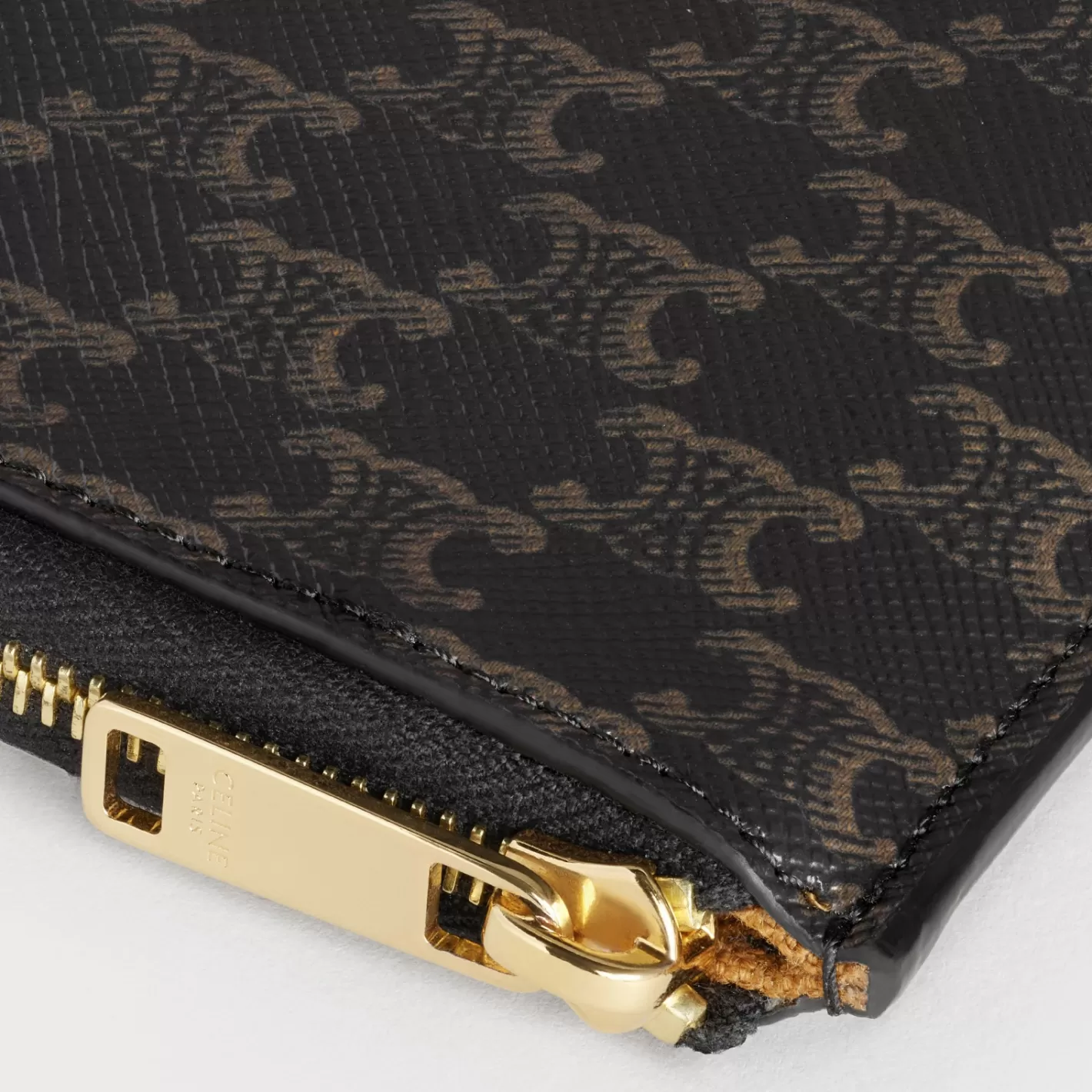 Online CELINE Zipped Purse with removable card holder in Triomphe Canvas and Lambskin Tan
